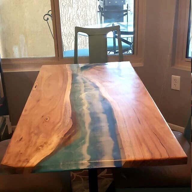 42x80 Ocean Epoxy Wave Dining Table Resin Handmade Sofa Centerpiece Furniture