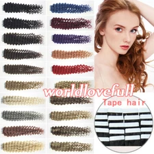 Invisible Tape in Skin Weft Remy Indian Human Hair Extensions Curly Hair 18inch