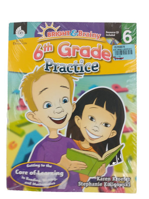Shell Education Bright & Brainy 6th Grade Practice Book w/ CD-ROM Sealed  