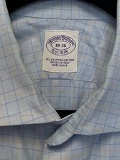 Brooks Brothers 1818 Mens Dress Shirt 18 - 36 Blue Egyptian Cotton Long Sleeve