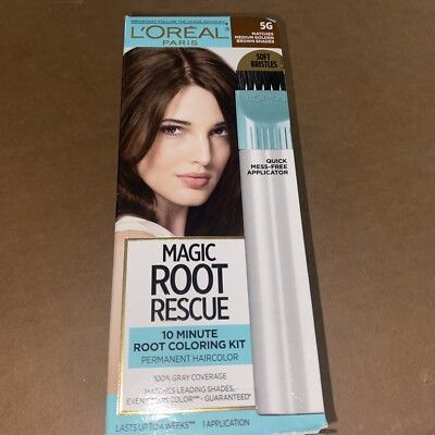 NEW L Oreal Magic Root Rescue Kit 5G Med Golden Brown Permanent Color SEALED. 1