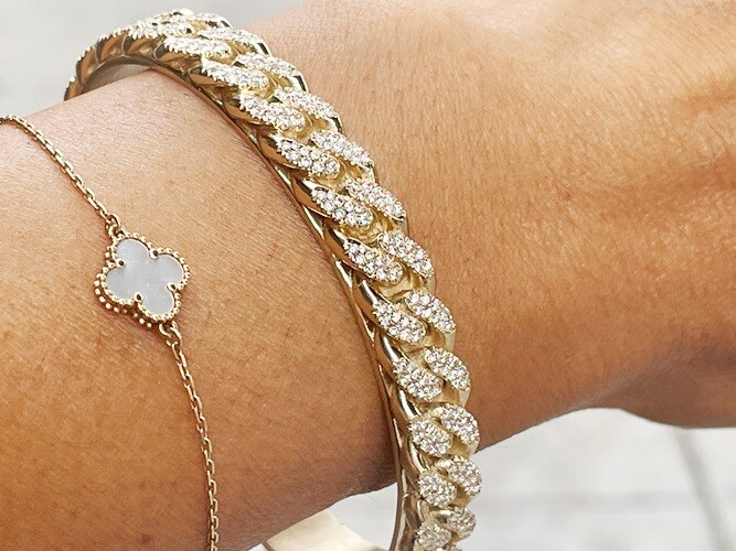 18K Yellow Gold Jean-Louis Shaki Diamond Cuban Link Bangle 18K Yellow Gold Jean-Louis Shaki Diamond Cuban Link Bangle