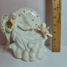 Vintage Porcelain Angel  Cherub Heavenly Clouds Night Light Lamp 7  X 6  , used
