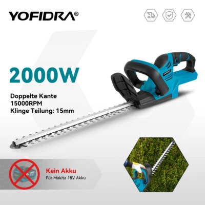YOFIDRA 18V Akku Elektrischer Heckenschneider zum Strauchschneiden for 18V Makita Akku