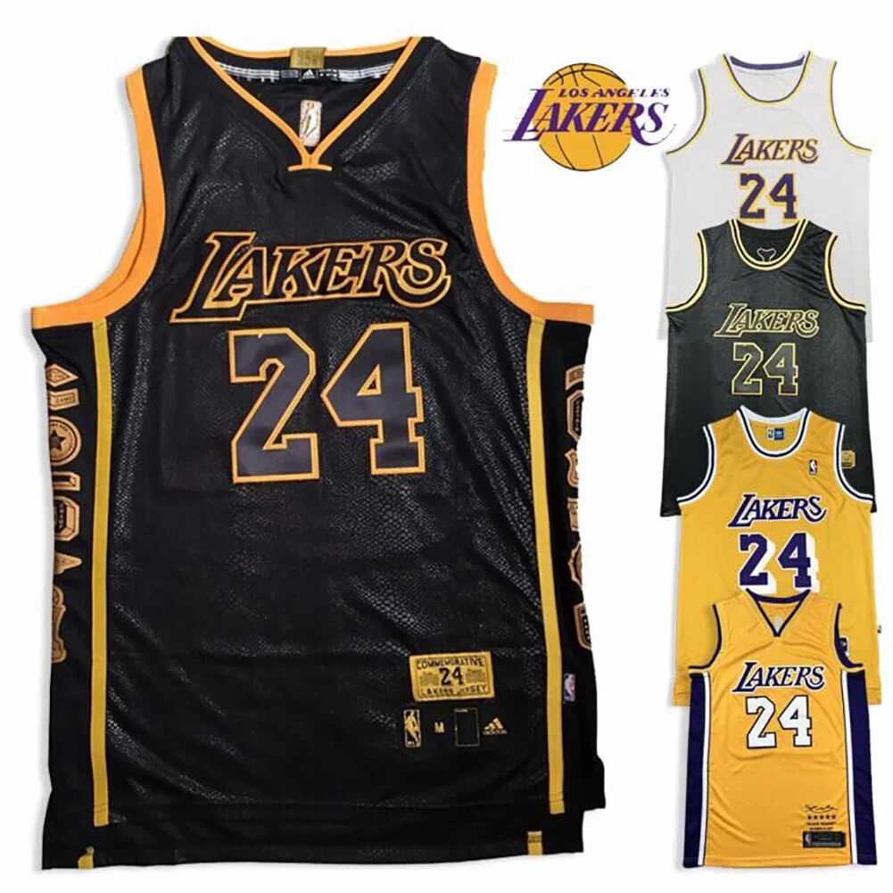 Maglia da basket Kobe Bryant 24 Edizione commemorativa Los Angeles Lakers cucita