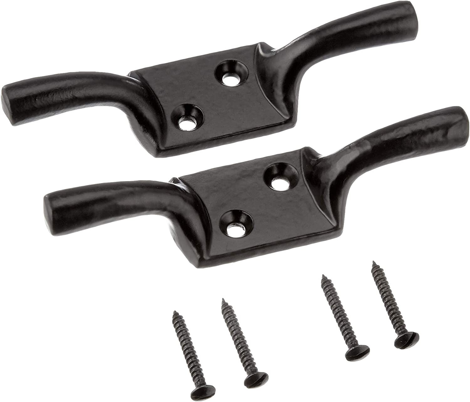 Merriway® BH00403 (2 Pcs) Cleat Hooks, 100 mm (4 inch) Black Japanned...