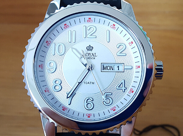 Mens Black Silicone Royal London 41289-02 Silver Easy Read Analog 