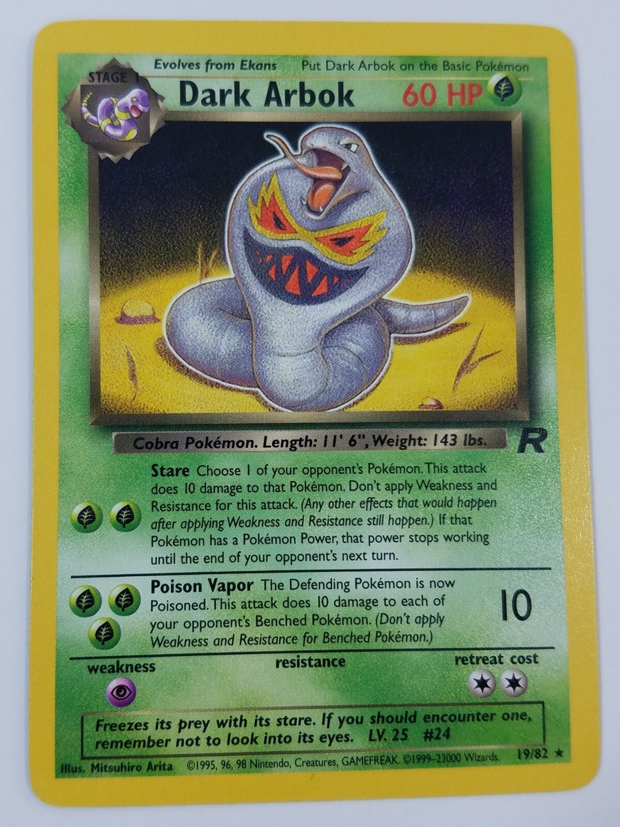 1995 arbok pokemon card value Pokemon TCG Dark Arbok 19/82 Non Holo Rare