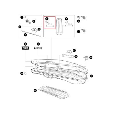 Thule Right Handle Griff Schieber rechts für Vector Dachboxen