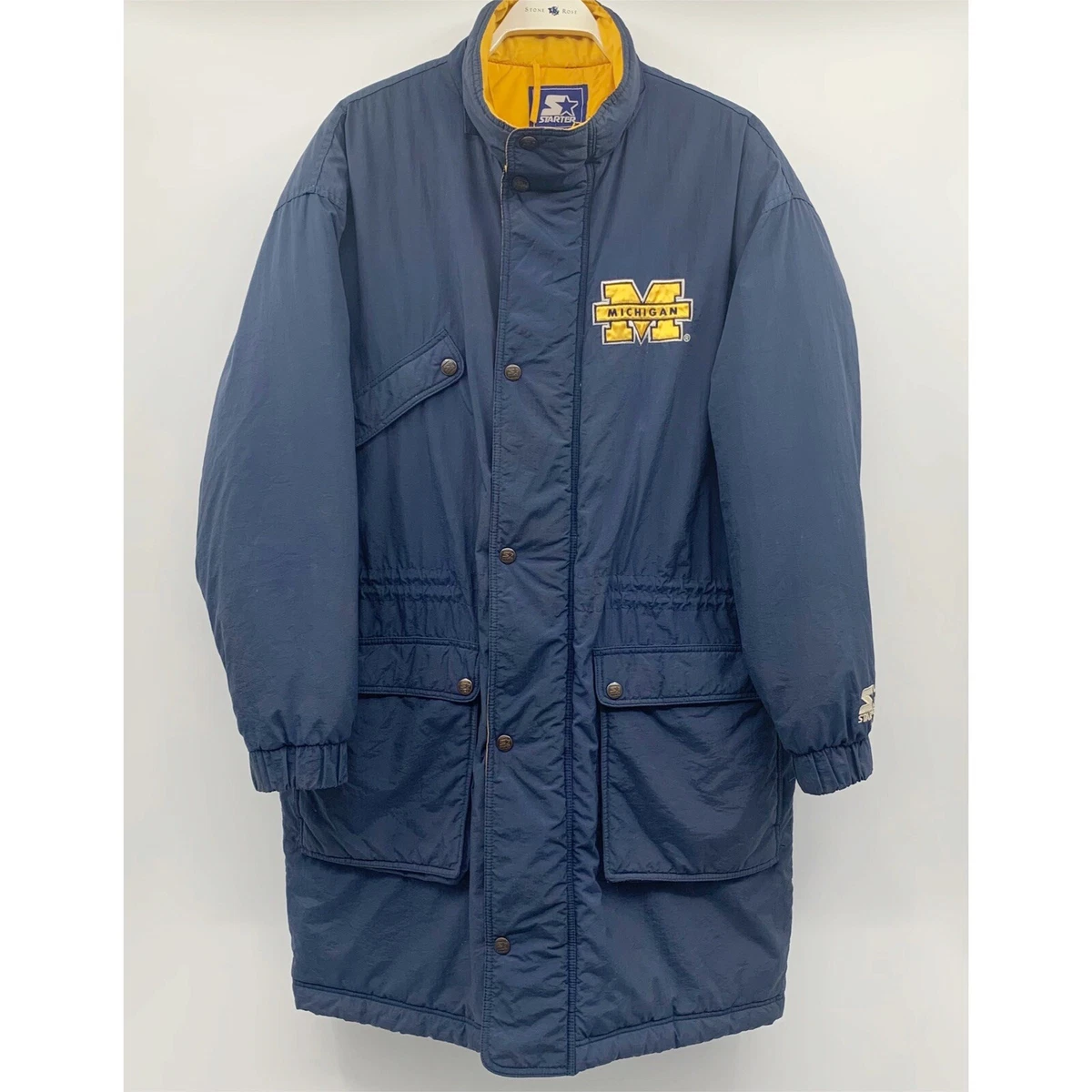 Vintage Michigan Wolverines Starter Trench Coat 90 s XL eBay