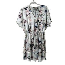 Show Me Your MuMu Shawna Mini Dress Size L Floral Tiered Flutter Sleeve Pullover