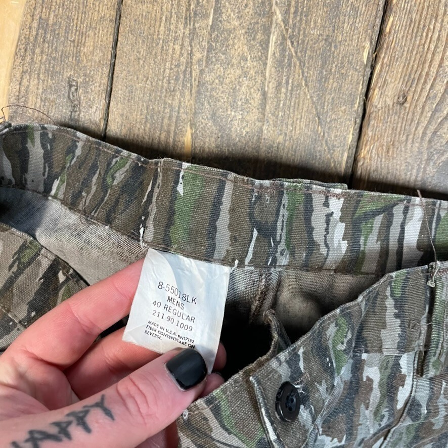 Real Tree Camo Cargo Trousers Mens Vintage Army Hunting Trousers, Green, 38" image 5