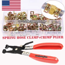 75Pc Spring Clip Fuel Line Hose Water Pipe Hose Clamp Fastener with Crimp Plier
