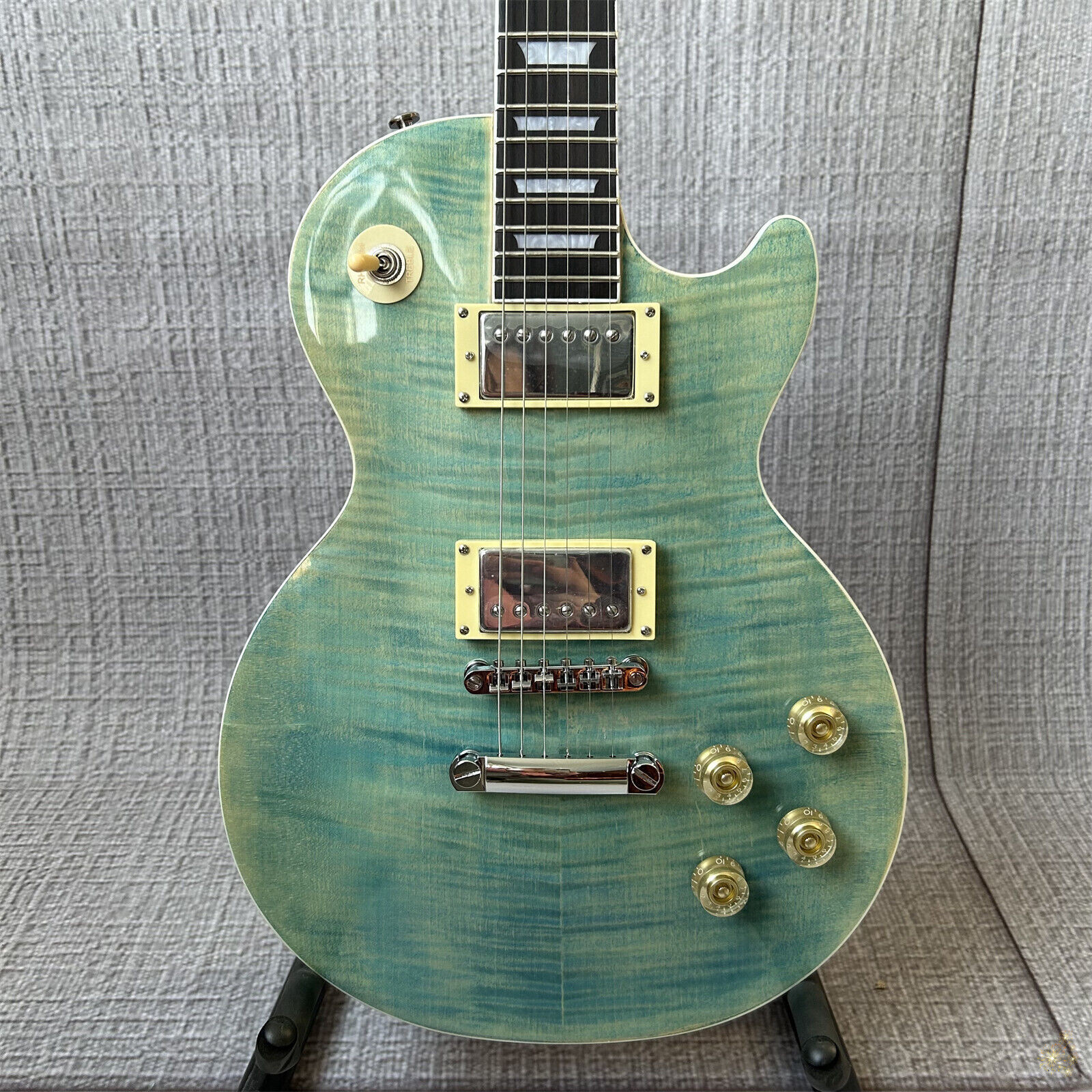 LP Light Blue Electric Guitar HH Pickups Chrome Accessories Mahogany Body