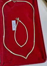 2 SZT. ZESTAW 375 9KT ZŁOTO JODEŁKOWA CHOKER NASZYJNIK I BRANSOLETKA 16" I 7" W BARDZO DOBRYM STANIE