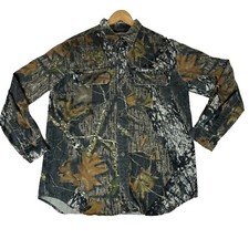 Vintage Field Staff By Mossy Oak Men's Camo Button Up Shirt Size XL Vented