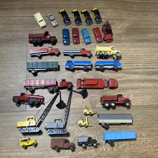 VINTAGE EKO WIKING , ROCO, UMEX HO LOT  OF TRUCKS & VEHICLES BAGGERS, dump truck