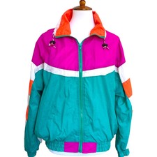 Vintage Marina Bay Womens Windbreaker Multicolor Water Resistant Lined Petites M