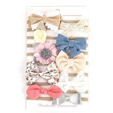 Princess Headband Floral Bowknot - Elastic Baby Nylon Hair Accessories Set 10PCS