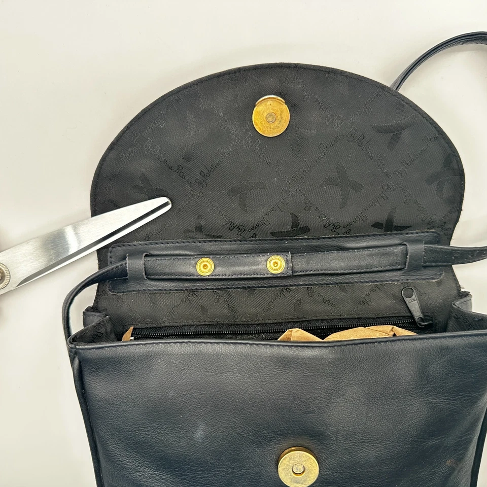 Bolso sin asas bandolera vintage Paloma Picasso de cuero azul marino - correa extraíble Foto 3 de 3