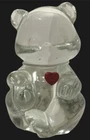 Fenton Art Glass Birthstone Bear Figurine Clear Crystal Ruby Red Heart July 3.5"