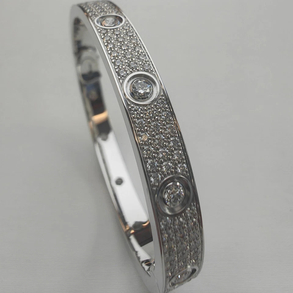 Pulsera Cartier Love Pavimentada con Diamantes Oro Blanco 18K Talla 17 Foto 3 de 4