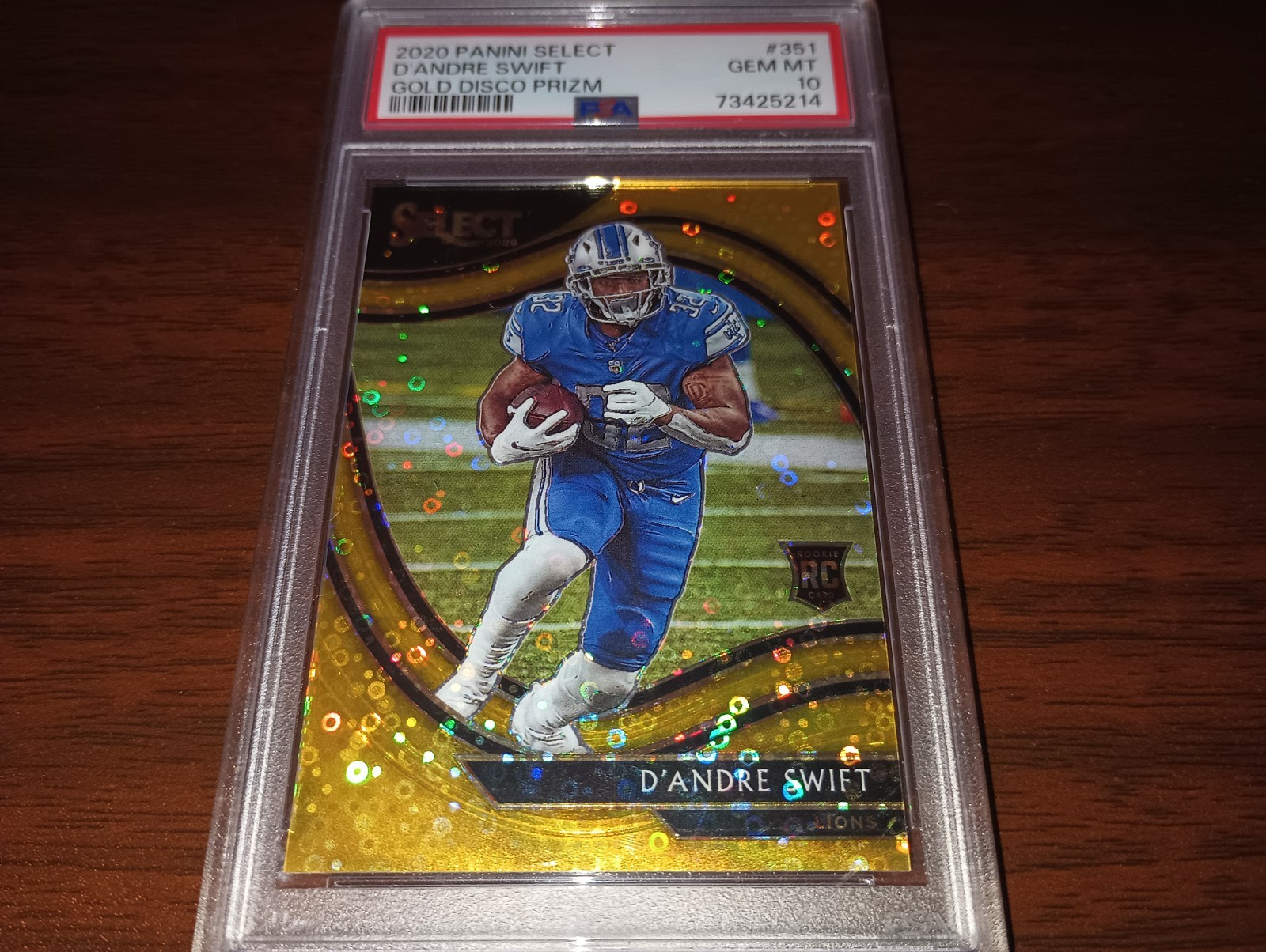 2020 Select Football #351 D'Andre Swift PSA 10 Gold Disco Prizm RC /10 Lions