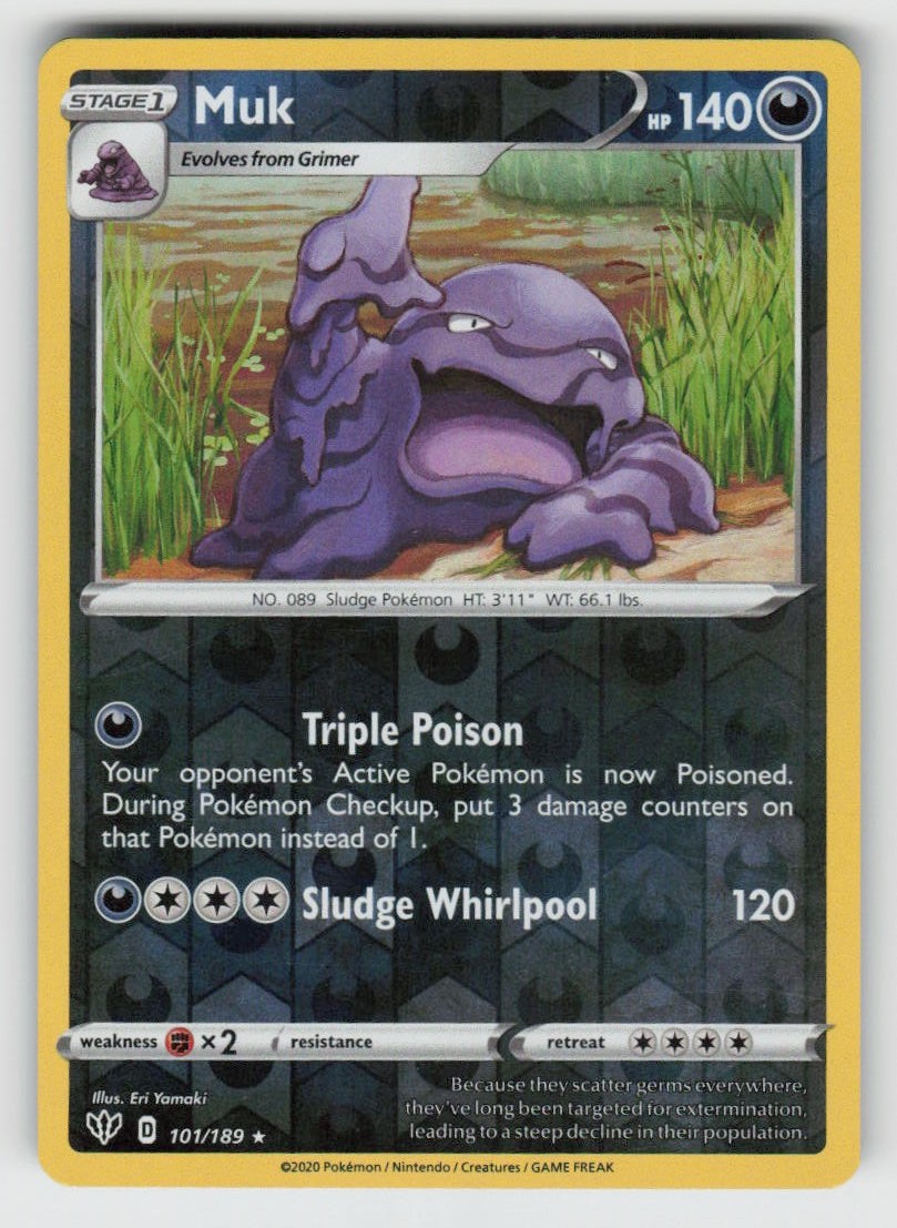 Reverse Holo Muk 101/189 Rare Darkness Ablaze Near Mint
