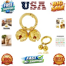 Dog Bells for Collar - 2 Pack Go Plated Brass Dog Cat Bells with Engraved P...