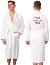 Personalised Unisex Cotton Terry Bathrobe   Soft Towelling Spa  Gym Robe