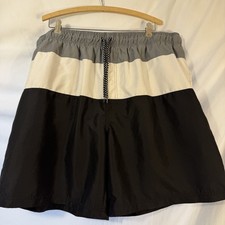 Op Ocean Pacific Swim Trunks Mens 2XL Black Gray White Mesh Lined Beach H1