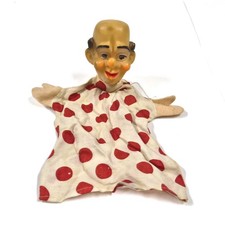 Vintage Grandpa Hand Puppet 10" 1960s Punch  Judy Style Vinyl Head Character