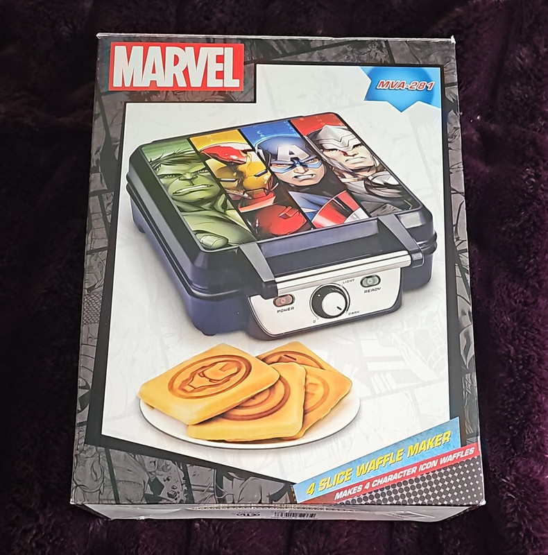 Marvel MVA-281 4-Slice Waffle Maker Adjustable Browning Non-Stick 1200W