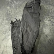 Universal Thread Mid Rise Skinny Jeans Black Distressed Size 8