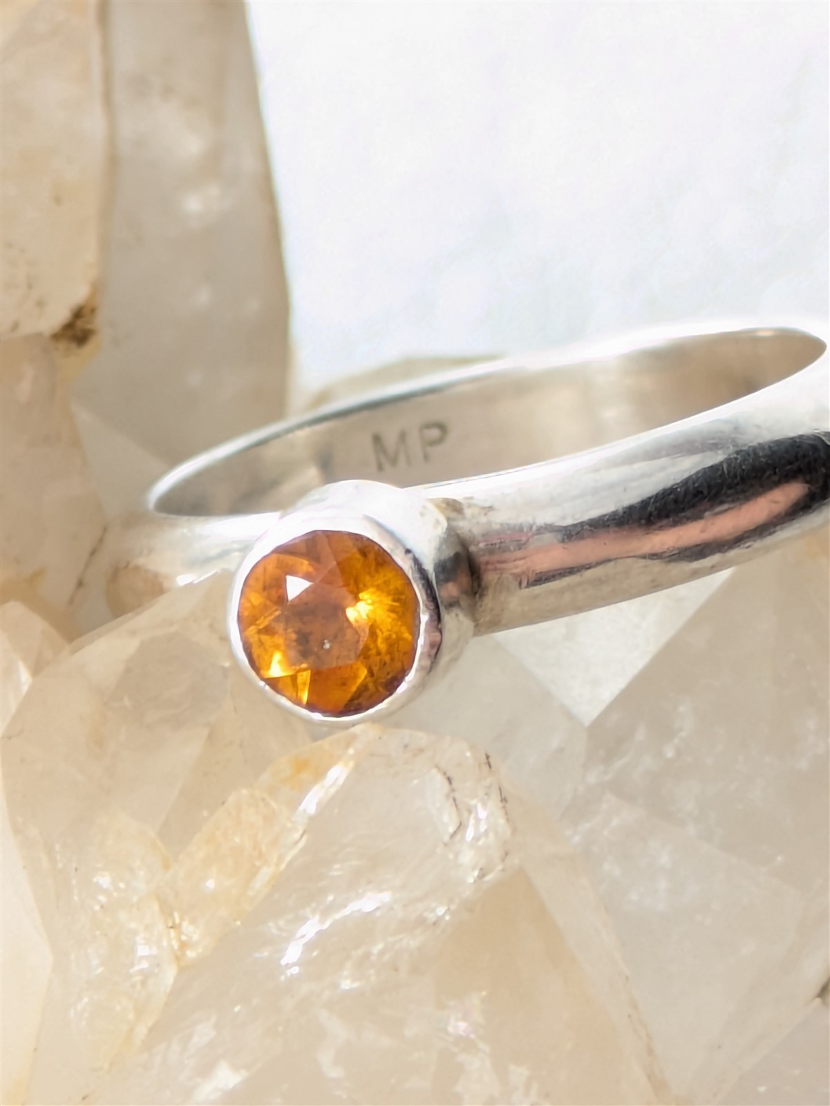 MP Solid Sterling Silver Yellow Citrine Solitaire… - image 2