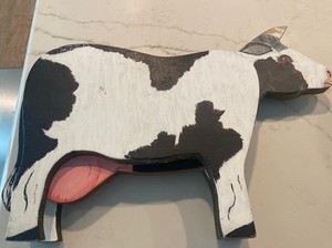 Wooden Cow Vintage Farmhouse Figurine