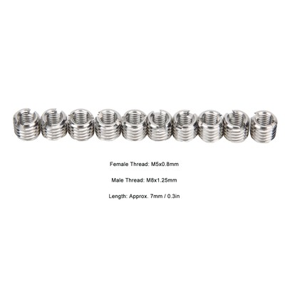10Pcs Thread Reducing Nut Male Female Insert Kit Edelstahl-Reparatur-Werkze CU