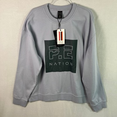 P.E Nation Organic Cotton Cut Shot Oversized Sweatshirt Size XL Grey Dawn NWT
