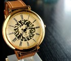 VINTAGE ANNE KLEIN ELEGANT DIAL SWISS QUARTZ WOMEN'S LARGE GOLDEN LEATHER WATCH