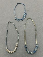 Hand Crafted Set Of 3 Blue Beads Women Necklace New