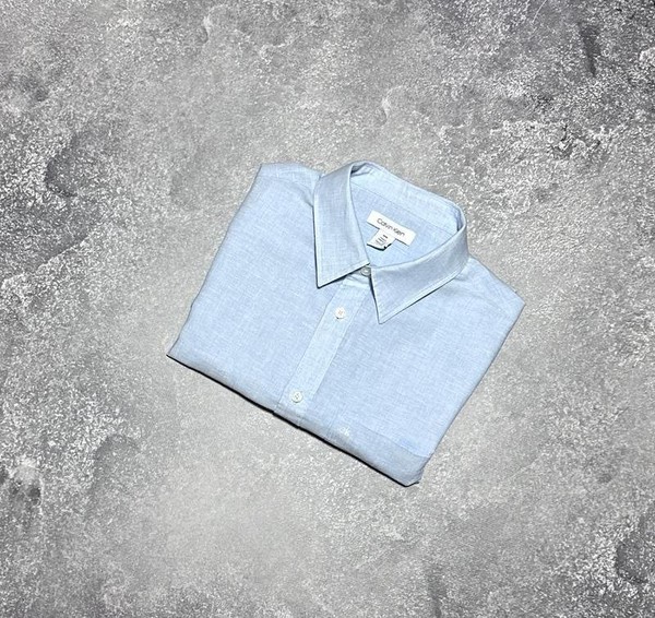 Men Calvin Klein Shirt Blue Linen M