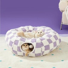 Lesure Cat Tunnel Bed Donut Cave with Cushion Indoor Cat Toy