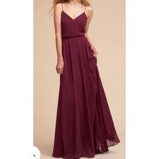 NEW BHLDN Anthropologie Jenny Yoo Sz 4 Inesse Luxe Hibiscus Chiffon Maxi Dress