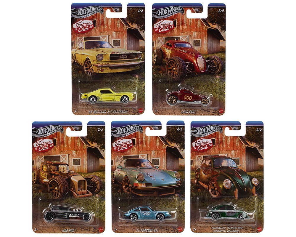 2025 Hot Wheels Silver Series Vintage Club Grand Prix H 5 Car Set