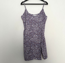 Reformation Marlowe Slip Dress Purple Blue White Floral Print Adjustable Strap L
