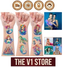 145Pcs Mermaid Glitter Temporary Tattoos - Perfect for Kid's Birthday Parties