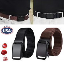 2Pcs Men's Ratchet Belt Nylon Web Belts with Automatic Slide Buckle Tactical USA