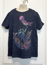 Boys Short Sleeve Astronaut Underwater Graphic T-Shirt M 8 - Cat Jack