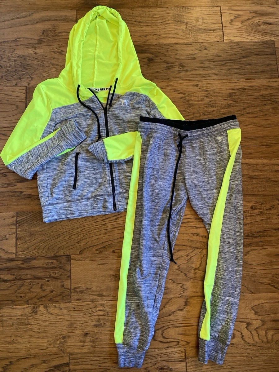 Ensemble Jogger Victoria's Secret PINK – Veste + Pantalon Gris Rose Pailleté – Femme XS (neuf)