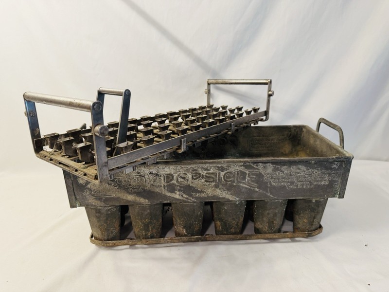 Antique Joe Lowe Popsicle Mold Ice Pop Cast Aluminum Steel Industrial Steampunk